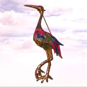 Stork or Ibis Brooch Pin
